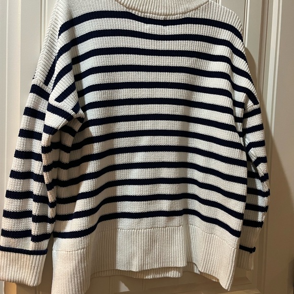 Lands' End Navy and White Striped Sweater - Picture 5 of 5